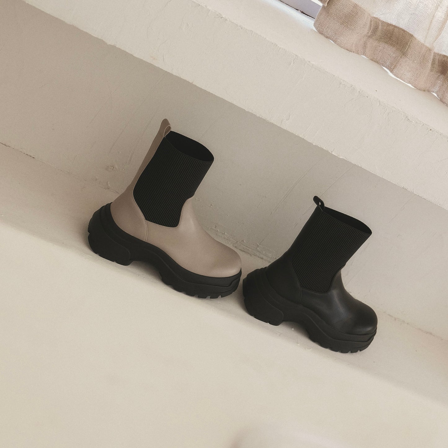 【レイン対応】コンバットソールニットブーツ _TM24688